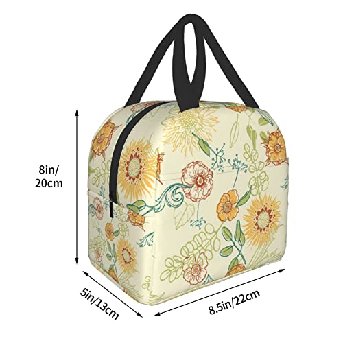 Lunch Bag Cute Sunflower Yellow Insulated Lunch Box Reusable Lunch Bags Meal Portable Container Tote For Men Women Work Travel Picnic #TOP4