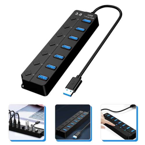 Hub USB Ports VILLCASE avec interrupteurs et LED pour PC - 6