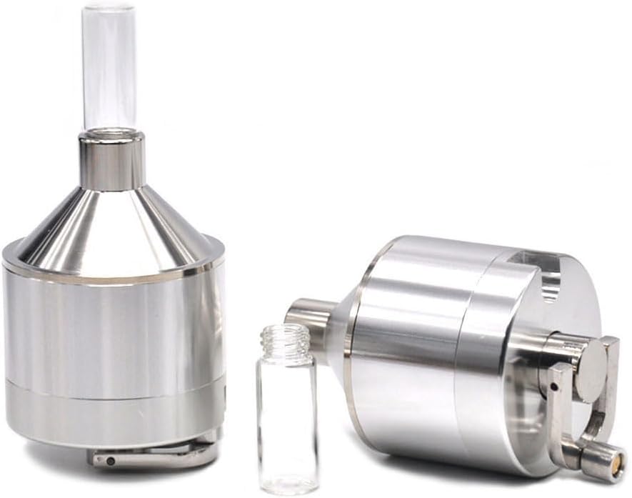 Aluminium Manual Powder Grinder with Glass Bottle and Funnel Hand Cranked Metal Grinder Suitable for Kitchen, Coffee Shop