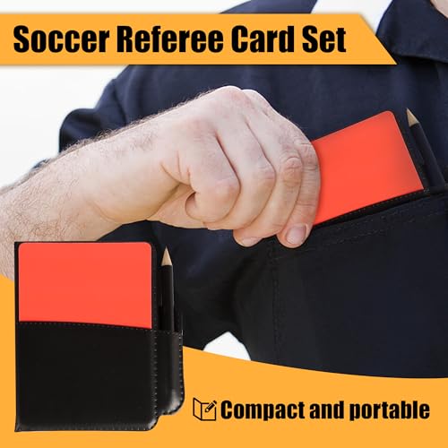 Soccer Referee Cards Set,Red and Yellow Cards for Soccer with Record Paper, Pencil, Card Storage Wallet,Soccer Referee Kit for Football Volleyball Rugby Baseball Matches,Training,Sports Games