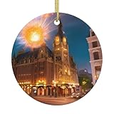 Decoración colgante de cerámica, exquisito patrón de calle roja ardiente para hogares, tiendas, centros comerciales