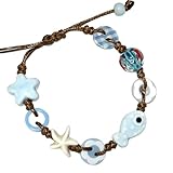 KRJGOERG Pulseras tejidas de cerámica con diseño de estrella de pez, estilo bohemio, accesorios de joyería