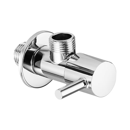 Image of Orvos Angle Valve, Rounded, Premium 304 Stainless Steel Chrome Plated Body with Full Brass Cartridge Inside, Set of 1, for Hot & Cold Supply to Geysers, Sinks, Basins and Flush Tanks