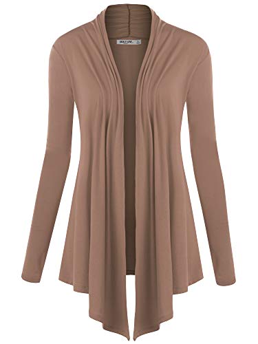 Image of Lock and Love Women's Draped Front Open Asymmetrical Cardigan - Casual Long Sleeve Lightweight Duster