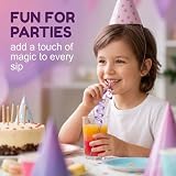 ZEBKEL Wielokrotnego użytku jednorożec dzieci słomki, 4 szt. plastikowe słomki do picia spiralny wzór, akcesoria na przyjęcie urodzinowe dla dzieci i prezenty dla dzieci