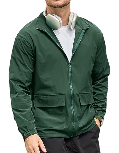 SEGANUP Men's Lightweight Windbreaker Jacket Outdoor Workout Windproof Dustproof Jacket Golf Hiking Wind Breaker with Pockets