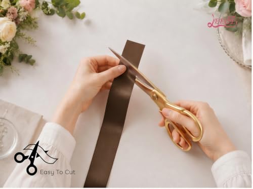 Image of Double Face Brown Satin Ribbon 1-1 /2 inch X 25 Yards Polyester Brown Ribbon for Gift Wrapping Very Suitable for Weddings Party Hair Bow Invitation Decorations and More