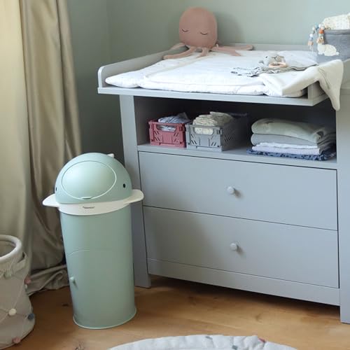 Kindsgut Papelera para pañales Ballena Aguamarina Incl. lámina Tubular, a Prueba de olores Gracias a la Doble Tapa antiolores, fácil de Limpiar, Materiales respetuosos con el Medio Ambiente - imagen 3