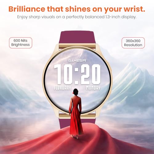 Image of GameSir Evo Vista Smartwatch, 1.39 inch HD Round Display, Bluetooth Calling, Heart Rate & SPO₂, 100+ Sports Modes, IP67, Long Battery Life for Men & Women (Maroon)