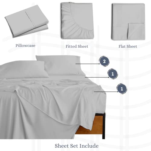800 Thread Count Sheets Full Xl Size 4 Piece Sheet Set 100% Cotton Sheet Set Extra Deep Pockets 15 Inch Long Staple Cotton Bedsheet And Pillow Cover,Sateen Finish,Soft,Breathable Silver Sheets #TOP2