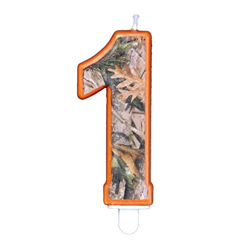 TheCamoHut Nouvelle Camouflage d'anniversaire Nombre Bougie, Cire, Orange, 1