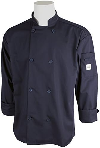 Mercer Culinary M60010NB1X Millennia Men's Cook Jacket with Traditional Buttons, X-Large, Navy Blue