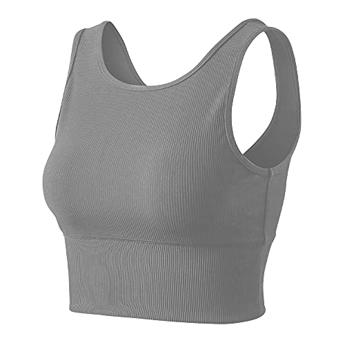 Débardeur yoga femme confortable | Crop top gris S pour studio et bien-être