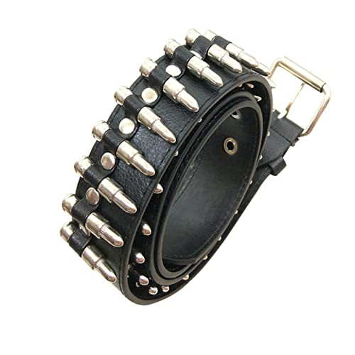 FRCOLOR Men's Punk Style Bullet Belt Versatile Waistband Pin Buckle Fashionable Artificial Leather Belt for Jeans and Casual Wear