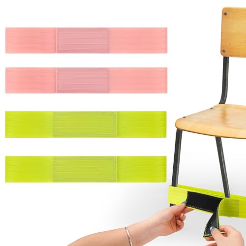 TOCCOOL 4本セット シリコン チェアバンド 子供用 注意欠陥・多動性障害対策 フィジェット フットバンド 教室の椅子用 姿勢矯正 集中力のための感覚弾性ストラップ 家庭や学校に適用 (グリーン/ピンク)