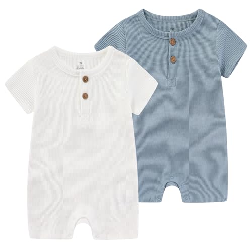 Image of MAMIMAKA Baby Bodysuits Solid Romper One-Piece Newborn Clothes 2 Pack Baby Shower Gifts
