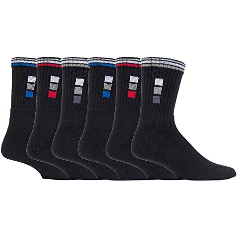 6 Pack Mens Thick Cushioned Sole Breathable Cotton Striped Classic Sports Socks 11-13.5 uk (6-11, 019 Black) Cover
