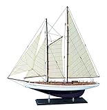 Artikel-Nr.: 5184 Segelyacht Holz mit Stoffsegel, L: 71cm, H: 74cm