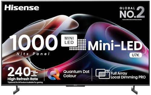 Image of Hisense 139 cm (55 inches) 4K Ultra HD Smart Mini LED QLED TV 55U7K (Black)