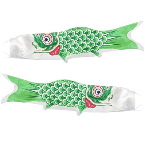 Tsffae 2 Pièces Carpe Japonaise Manche À Air Banderole Poisson Drapeau Cerf-Volant Japonais Koinobori Carpe Cerf-Volant Coloré Manche À Vent Carpe Chaussette À Vent Drapeau Suspendu Décor