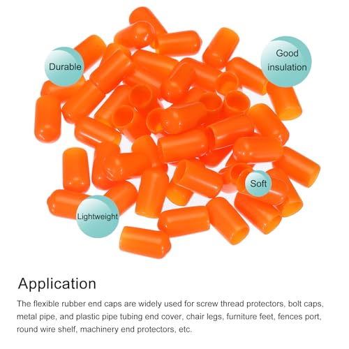 Image of MECCANIXITY 50pcs 8mm(5 /16 inch) Rubber End Caps Cover PVC Vinyl Screw Thread Protector Round Wire Shelf Caps for Screw Bolt Pipe Fence Post, Orange
