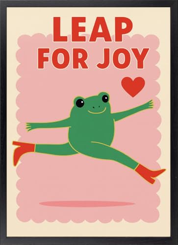 Fine Artic Cuadro de Positivo de Rana divertida   Poster de animal gracioso con Marco de madera   Arte mural aesthetic alegre decoración para habitación juvenil – Cuadros con frases