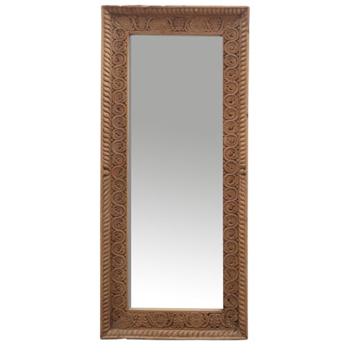Marrakech Espejo de pie antiguo de madera de mango, 158 x 68 cm, espejo de pared con marco de madera tallado a mano, espejo vintage para dormitorio, pasillo y sala de estar, pieza única en diseño