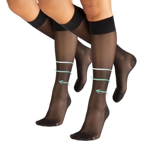 CALZITALY PACK 1/2 Mi-Bas De Maintien | Chaussettes Hautes De Compression Graduee Moyenne, Mi-Bas Unisexe De Soutien Medical, 14-16 Mm/Hg | Made In Italy (2 Pack - Noir, L/XL)