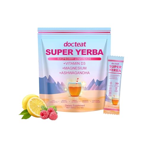 Polvo Instantáneo De Yerba Mate 300g - Sabor A Limonada De Frambuesa, Suplemento Natural 4-en-1 Bajo En Azúcar, Para Bebida Fría O Caliente, Para Viajes Y Hogar, Para Mujeres Y Hombres