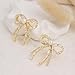BXDA Dainty Rhinestone Pearl Bow Stud Earrings for Women, Statement Fashion 14K Gold Cubic Zirconia Earing Bridal Wedding Prom Gewelry Gift