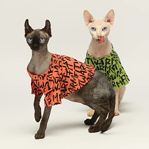 Fitwarm Cotton Dog Shirt, Puppy Short Sleeve Crewneck Tshirt, Dog Clothes For Small Dogs Boy Girl, Pet Cat Apparel, Orange, Medium #TOP6