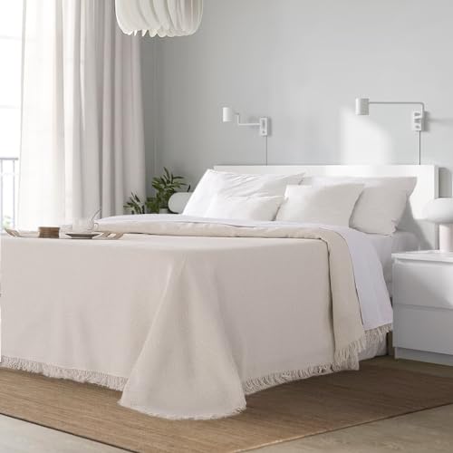 Miniatura 5 de Gfd Textiles - Colcha Multiusos Espiga Beige Blanca 125x180 Cm Manta Sofá Individual, Cubrecama Algodón Protector Sofá Plaid Decorativo Para Cama Pequeña
