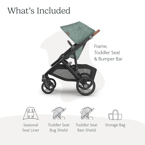 Image of UPPAbaby Vista V3 Convertible Single-to-Double Stroller for Baby & Toddler, 30+ Configurations, Car Seat Compatible, All-Wheel Suspension, XL Basket - Gwen (Green Melange /Carbon Frame)