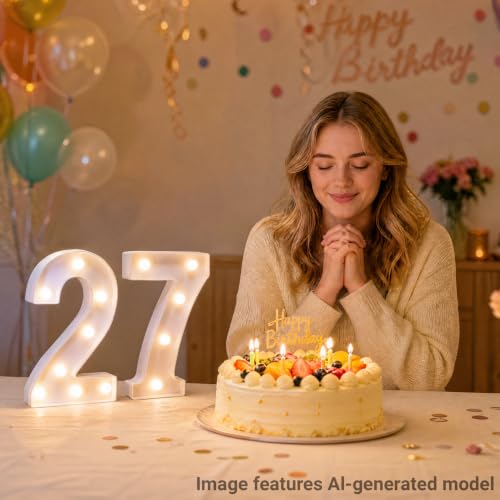 Image of LED Light Up Numbers, Marquee Number Sign for 27th Birthday Decor(27) | Battery Powered LED Lighted Numbers, Marquee Light Up Sign for Birthday Party Centerpieces Home Wall Decor Night Light