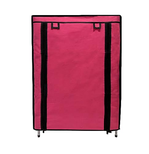 Image of Multi Utility 4 Layer Shelf Collapsible Metal Pipes with Non-Woven 100GSM Fabric Cover for Shoe /Cloth /Toy /Books Rack (Maroon, Metal)