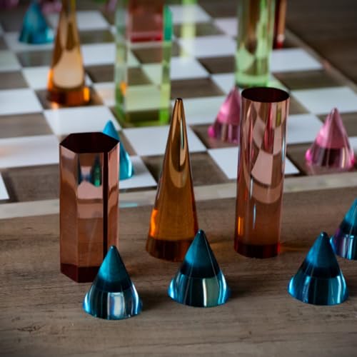 Modern Chess Set - Acrílico con 32 piezas coloridas miniatura 3