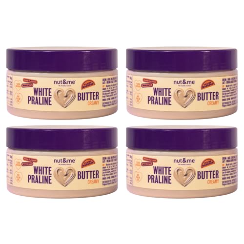 nut&me Creamy White Praline Butter 600g nut&me | Crema con avellanas tostadas | Cremosa y deliciosa | SIn OGM | Vegetariana | Sin conservantes | Pack 4 x 150g