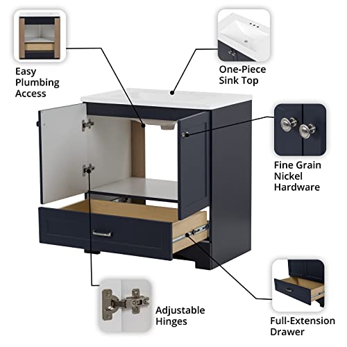 Spring Mill Cabinets Emlyn Bathroom Vanity With Sink, Deep Blue #TOP4