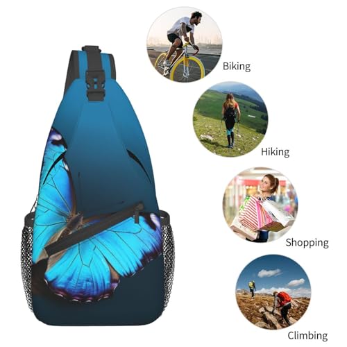 Bolso cruzado de pecho para hombre con diseño mariposa azul miniatura 6