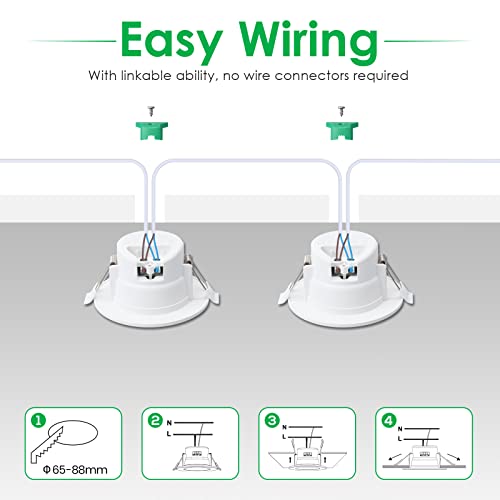 ALUSSO LED Einbaustrahler Dimmbar 230V LED Spots Flach 10W IP44 Bad Einbauleuchten Deckenspots Einbauspots, Warmweiß Neutralweiß Kaltweiß Deckenstrahler für Badezimmer Küche Wohnzimmer, 6er Set – Bild 6