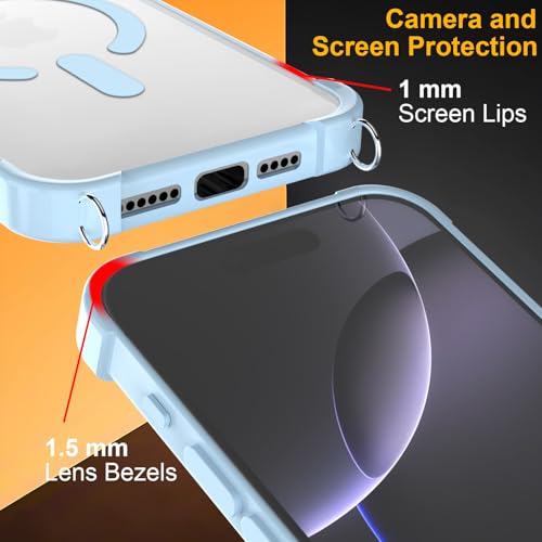Coque iPhone 16 Pro ultra transparente bleu magnétique à cordon modulable - 3