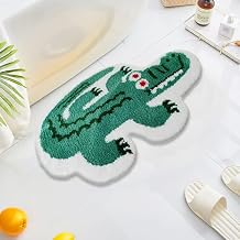 Cartoon Bath Rugs, Cute Crocodile Shape Kids Rug Shaggy Accent Bedroom Rugs Funny Home Decoration Indoor Rug Non-Slip Fluffy Bath Rugs for Bathroom, Kids Room, Bathtub, Sink, Entry Way 2920