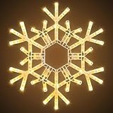Brightown Christmas Snowflake Lights Outdoor, 72 LED 20" Folding Big Snowflake Hanging Light, Waterproof Christmas Decorations Window Lights for Indoor House Porch Eave Rooftop Pergola, Warm White