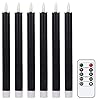 Genswin flameless black taper candles flickering with 10 key remote battery operated led warm 3d wick light window candles real wax pack of 6 christmas home wedding decor078 x 964 inch  urban country home decor