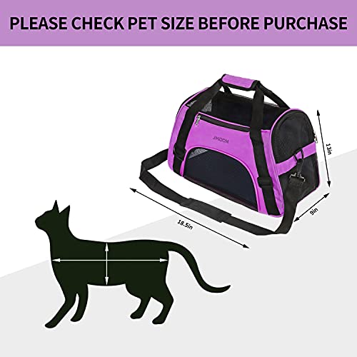 Image of JMOON Cat Carrier Soft-Sided Airline Approved Pet Carrier Bag,Pet Travel Carrier for Cats,Dogs Puppy Comfort Portable Foldable Pet Bag (Medium, Purple)