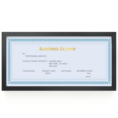 FLYJOE 5x10 Metal License Frame - Black Aluminum Photo Frames with Real Glass,Signature Collection,Tabletop Mounting Horizontally or Vertically Decor for Wall Gallery Poster Photo 10x5 Frames, Black