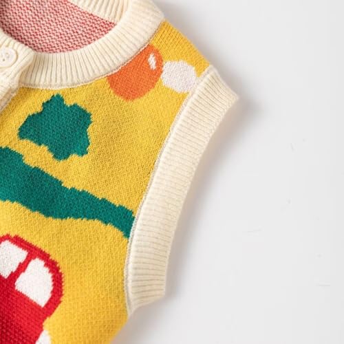 Little Boy Heart Striped Sweater Vest,Baby Girl Khaki Knit Waistcoat,Toddler Top4