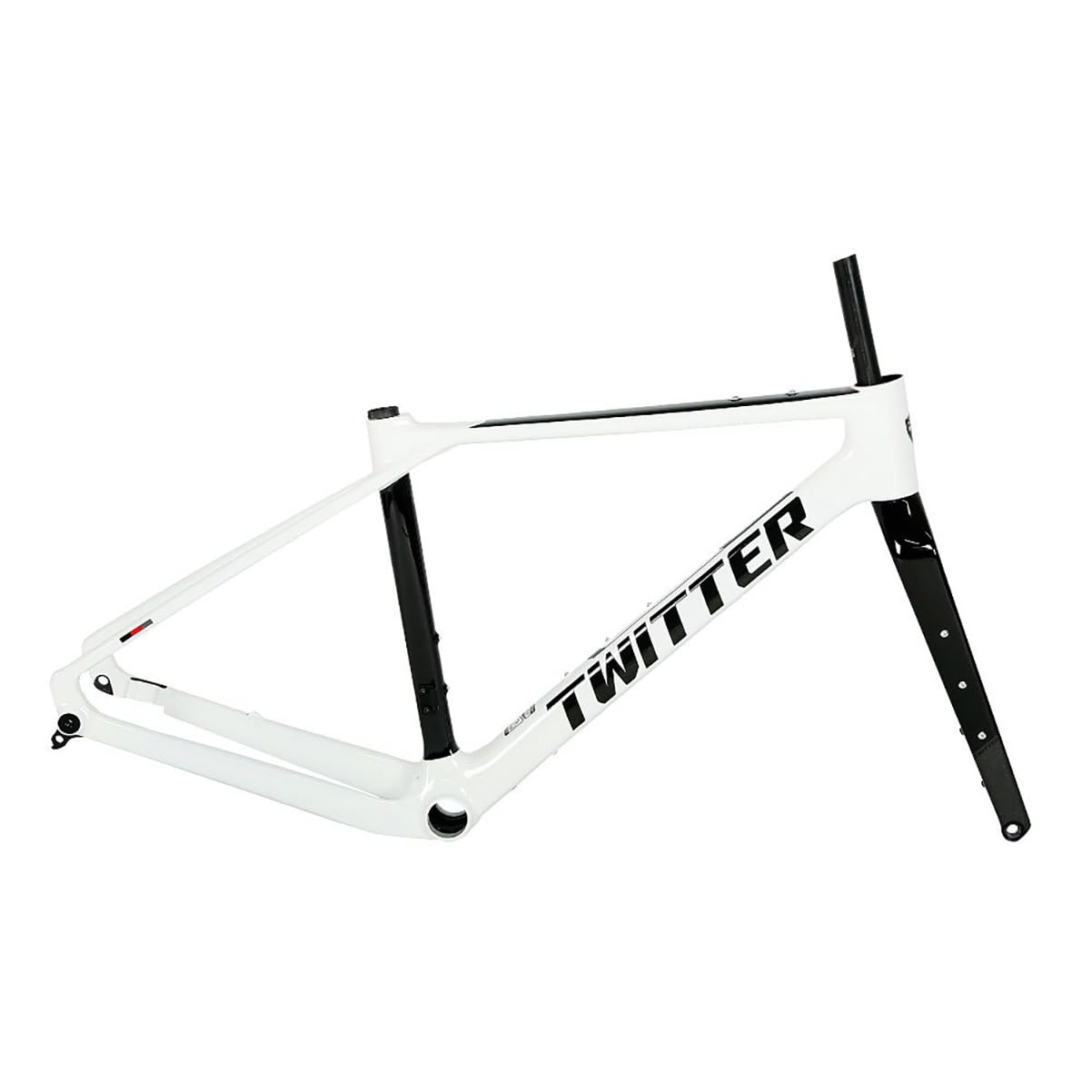 KLWEKJSD Disc Brake Carbon Fiber Road Bike Frame Thru Axle 12X142MM 46/49/52/55CM Frameset with Fork and Headset for 700C Wheels (Color : White Black, Size : 46cm)