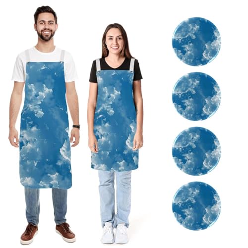 Tabliers de cuisine bleu marine double poche finis les vêtements tachés