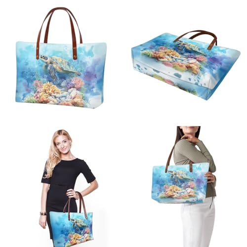 Image of 2PCS Tote Bag for Women Top Handle Purse with Wallet, Hobo Bag Tote Shoulder Bag with PU Cosmetic Bag